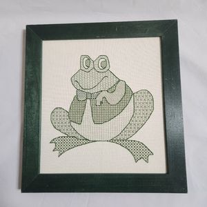 Vintage Mr Frog Bow Tie Vest Blackwork Embroidery